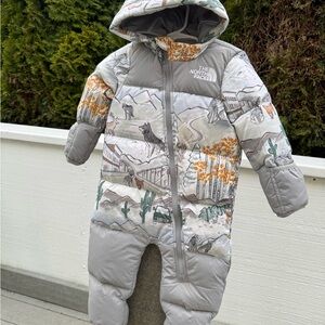 The North Face Baby North Down Bunting - Wolf Print - 6-12M - Like New